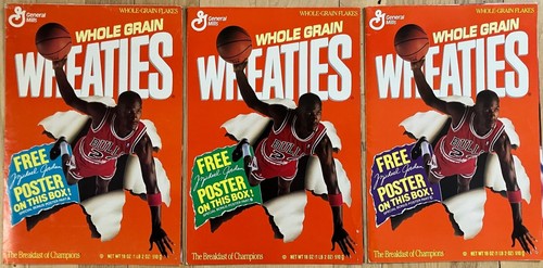 Vintage 1989 MICHAEL JORDAN Wheaties Poster Set - All 3 Posters - Tack Holes - Picture 2 of 2