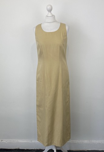 Vintage Laura Ashley Maxi Dress Beige Silk Mix Sz 10 UK Ladies - Picture 2 of 16