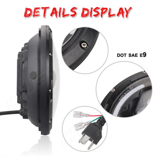 7" inch LED Headlight with DRL Hi/Lo Beam Ring Headlamp Turn Signal Motorcycle - Bild 11 von 12