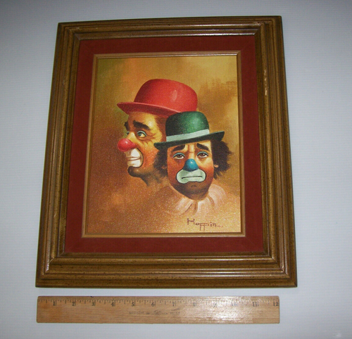 Lote de (2) pinturas al óleo sobre lienzo payaso enmarcadas sobre lienzo, HOPPIN - Imagen 9 de 24