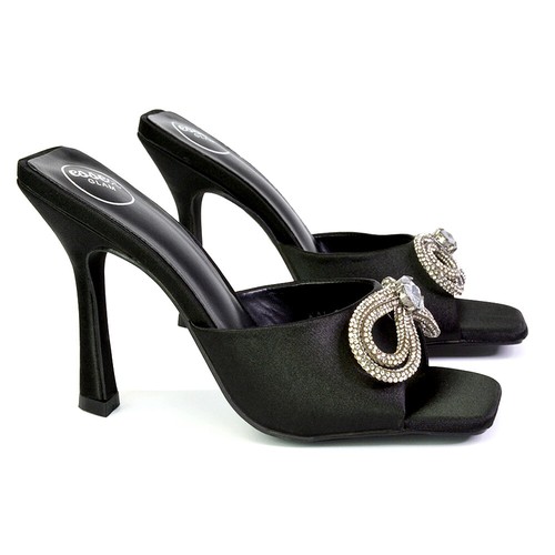 Sandalias de mujer con arco de aguja de diamante para dama tacón alto zapatos de mula talla - Imagen 26 de 46
