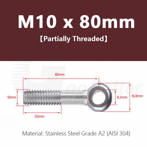 M10 Forged Eye Bolt Catenary Wire Hanging Screw EyeRod DIN444 A2 Stainless Steel - Picture 21 of 28