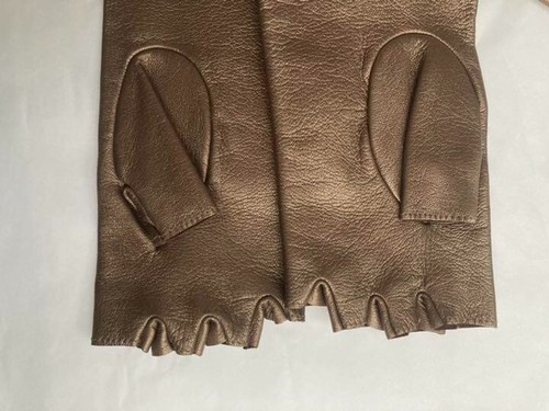 CHANEL Lambskin Leather Long Gloves Bronze Brown Silver Hardware Size 57 - Picture 3 of 8