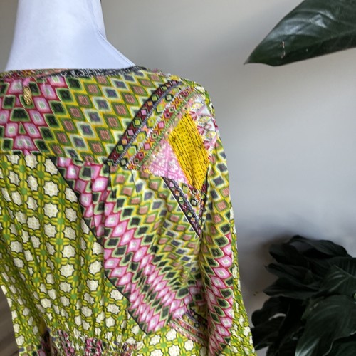 Ruby Yaya Dress Absolutely Stunning Boho Size L Fits 12 Green Purple Yellow Pink - Picture 16 of 20