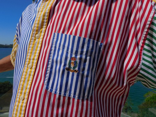 VINTAGE 1980s CHAPS Ralph Lauren Funky Stylish Sharp Dress Striped Shirt - Picture 8 of 8