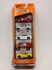 1998 5 Pack Gift Set Of Coca Cola Matchbox Cars Mattel Wheels # 35999 NIB New 