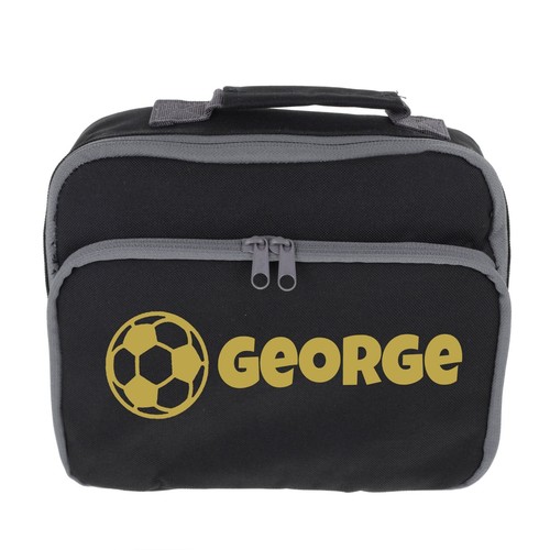 Personalised Childs Lunch Bag School with Football Design Insulated Packed Lunch - Picture 5 of 15