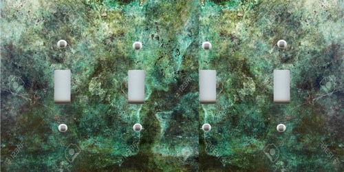 Coperchio piastra interruttore luce immagine rame patina bronzo verde rustico invecchiato e viti - Foto 7 di 28