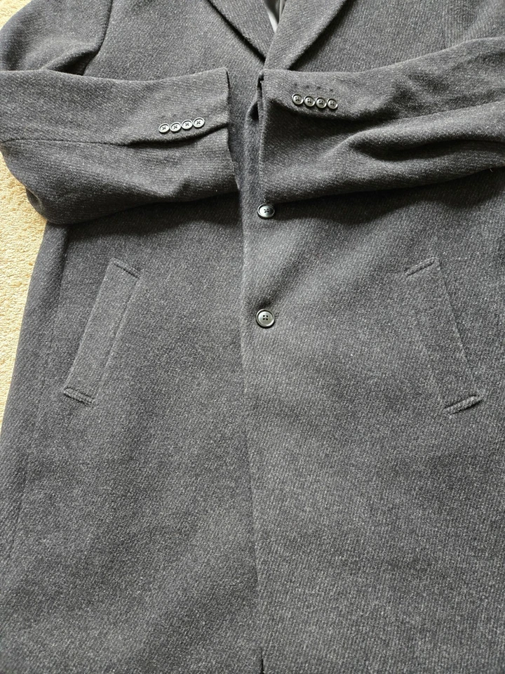 Abrigo Hickey Freeman mezcla cachemir gris para hombre 46R Foto 2 de 4