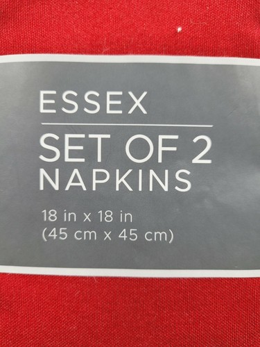 Juego de 2 servilletas de tela rojas Essex nuevas 18" x 18" - Imagen 2 de 4