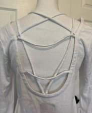 Chaser Womens Top Size Medium White Ribbed Cutout Back NWT