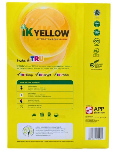 IK YELLOW MULTIFUNTION BUSINESS A4 PAPER | 70 GSM | 210 x 297mm - 450 Sheets - Picture 3 of 4