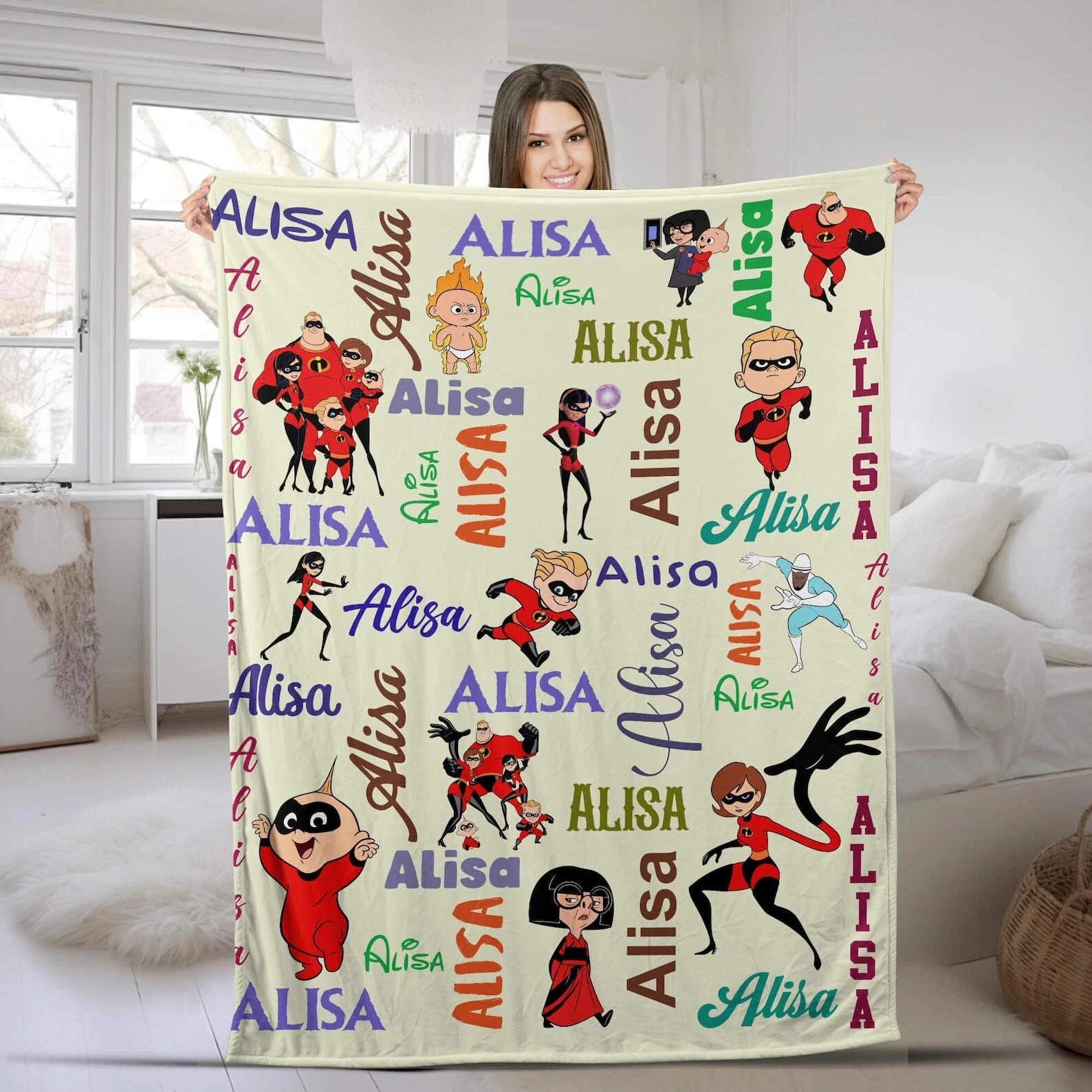 Personalized Disney Pixar The Incredibles Blanket, Custom Name Disney Incredible