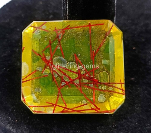 96 CT IGL Certified Bi Color Rutilated Quartz Emerald Cut Loose Gemstone 4OUF - Picture 2 of 8