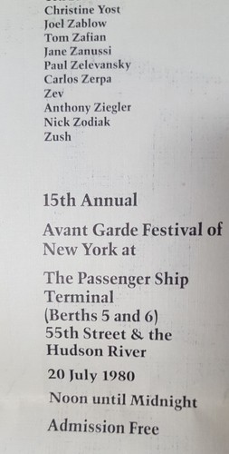 Avant Garde Festival Poster 15th Annual Autograph Spider Webb  Envelope 1980 NY - Picture 3 of 12