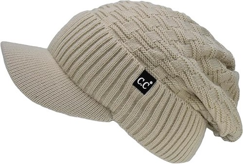 C.C Beanie Fuzzy Fleece Lining Warm Oversized Chunky Soft Stretchy Visor Beanie - Picture 5 of 58