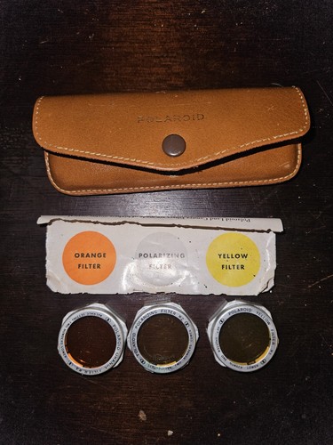 Vintage POLAROID FILTER KIT Orange Polarizing Yellow Filters kit w/ Case - Picture 2 of 6
