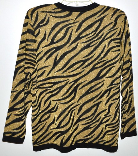 Suéter vintage Rochelle California dorado brillante estampado cebra para mujer mediano Usado en excelente estado - Imagen 3 de 3