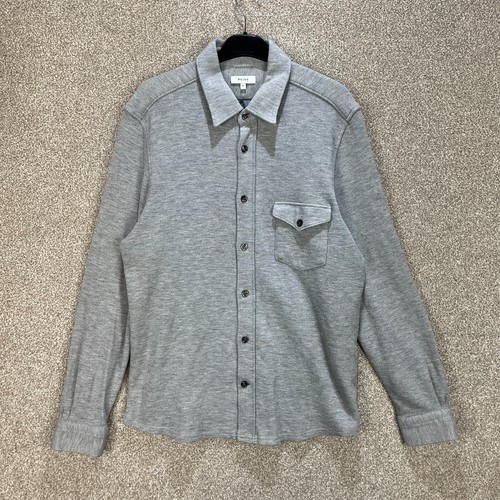 Reiss Scott Shirt Mens XL Grey Button Front Smart Casual Cotton Long Sleeve