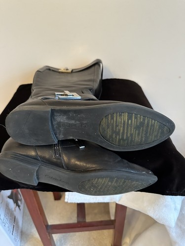 Women's Calvin Klein Tracie Black Leather Knee Riding Boots Size 8 EUC - Picture 10 of 11