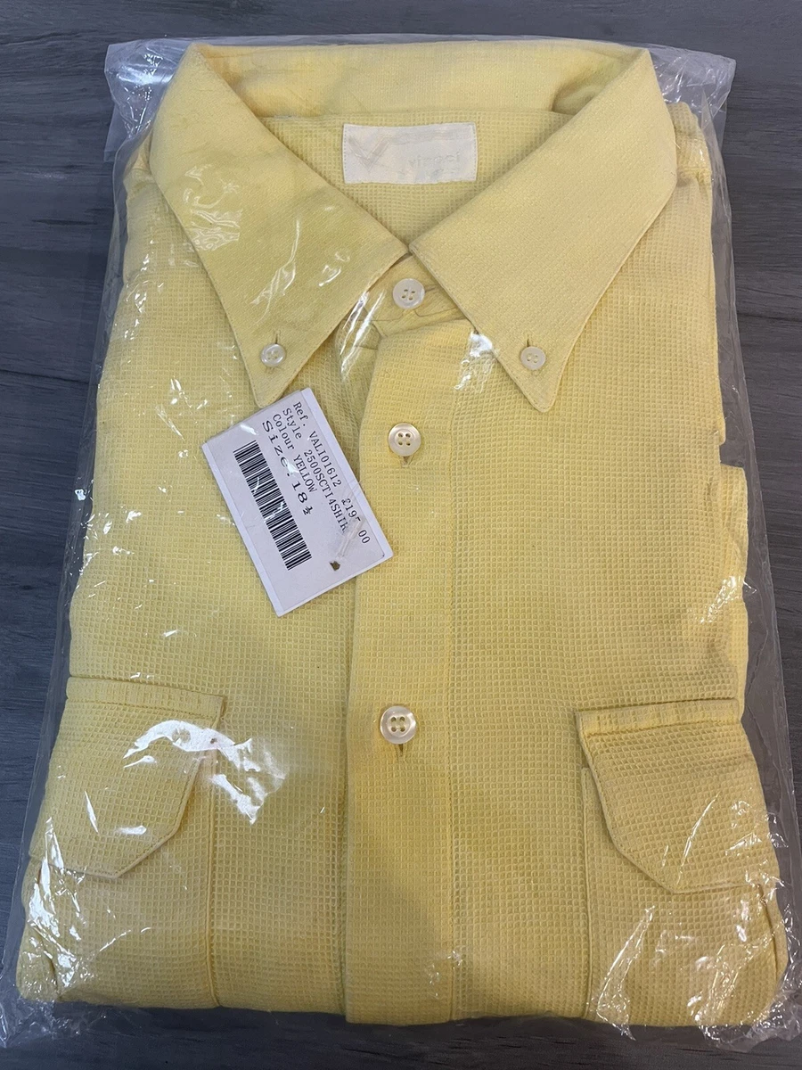 Vintage Vincci London Mens Yellow Shirt 18.5in collar - Made in 