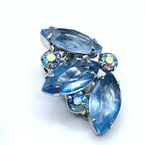 Pendientes vintage con clip de estrás azul claro - Imagen 11 de 16