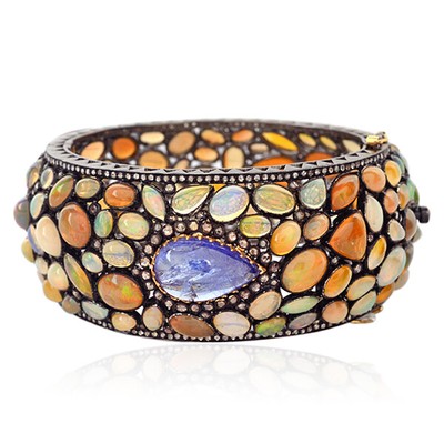 Bangle Opal Diamond Sterling Silver 14k Gold Jewelry Co Ebay