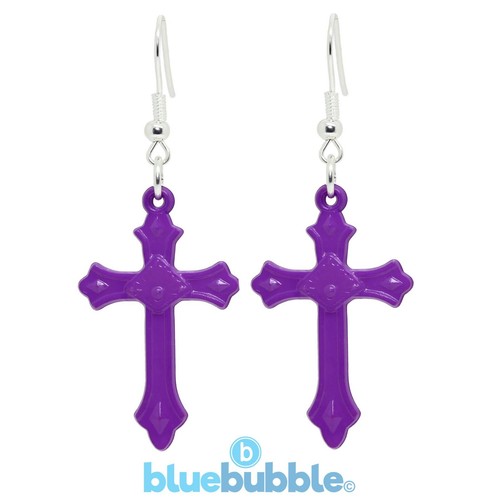 Bluebubble COOL CROSS Earrings Funky Kitsch 80s 90s Punk Rock Music Emo Novelty - Picture 7 of 16