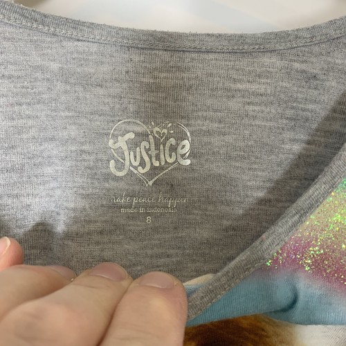 Justice Girls Shirt Lot Of 2 Size 10 Dog Donut Softball Sequin L/S S/S - Picture 6 of 8