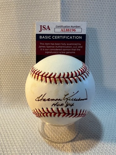 Baseball autografato Harmon Killebrew firmato Gene Budig HOF 84 JSA - Foto 1 di 7