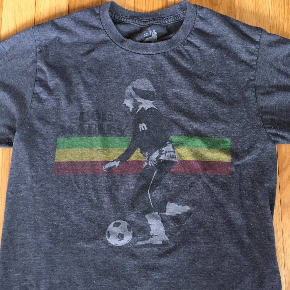 Zion Rootswear Bob Marley Soccer T-Shirt Gray Small Reggae