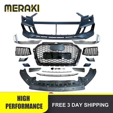 Front Bumper Conversion Kit RS3 Style w/ Quattro Grille For 17-19 Audi A3/S3 8V5
