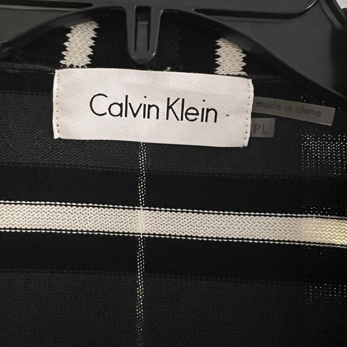 Calvin Klein gestreifte Strickjacke vorne offen schwarz weiß grau Damen Größe Petite L - Bild 2 von 9