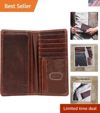 Elegant RFID Cowboy Bifold Wallet with 8 Card Slots and Checkbook Sleeve