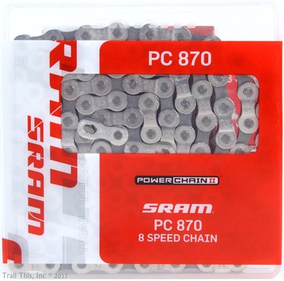 8 Speed Bicycle Chain SRAM PC 870 114 Link Silver w//Powerlink Road Mountain Bike