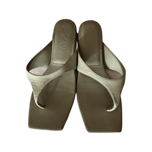 MNG MANGO Green Women's Leather Flip Flop Strap Sandals Size US:9 EUR:40 EUC! - Picture 8 of 10