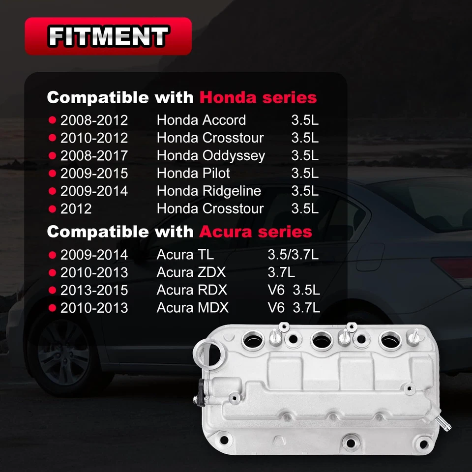 Cubierta de válvula de cilindro delantero para Honda Odyssey Accord Sedán 3,5 L 12310-R70-A00 Foto 2 de 4