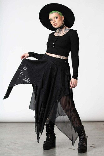 Killstar Death Valley Distressed Witchy Gothic Punk Long Maxi Skirt KSRA003520 - Picture 4 of 5