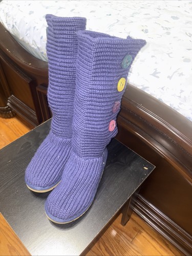 UGG Classic Cardy Womens Size 8 Purple Outdoor Pull On Knit Tall Sweater Boots - Picture 2 of 10