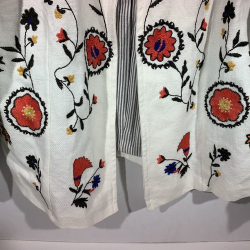 Chelsea & Theodore Embroidered Flowers Open Cardigan Sweater Womens Size Large - Picture 6 of 19