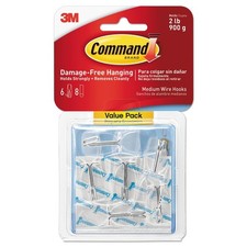 Command 17065CLRVPES 2 lbs Cap Plastic Medium Hooks & Strips - Clear (6/PK) New