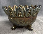 Vintage Northwood Carnival Glass Wild Rose Footed Bowl 6” Diameter