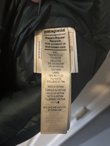 Chaleco Patagonia Para Hombre M Plumón de Ganso Azul Abombado Aire Libre Negocios Informal Ligero - Imagen 5 de 5