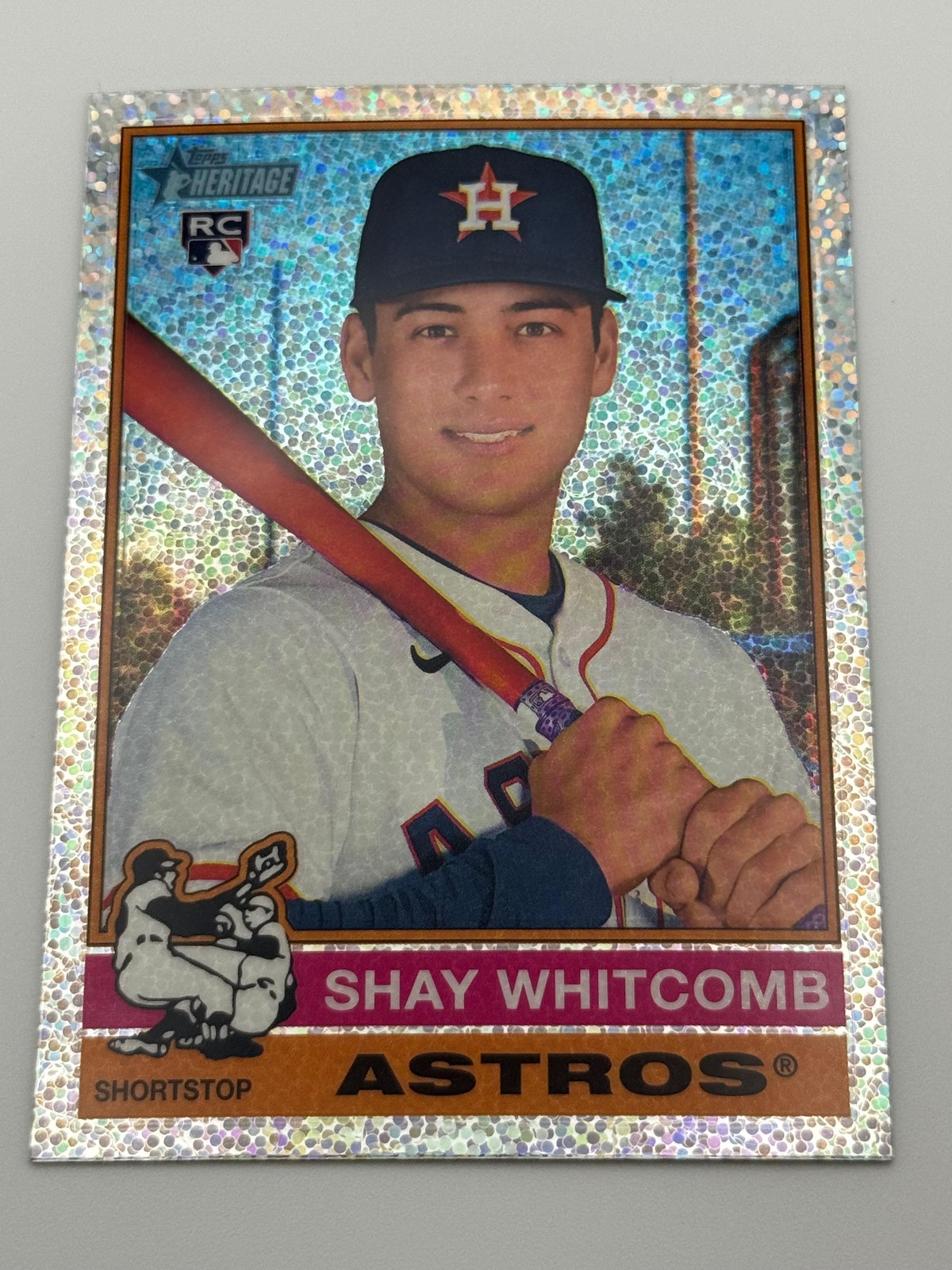 2025 Shay Whitcomb Topps Heritage Chrome Silver Sparkle Refractor Rookie Astros