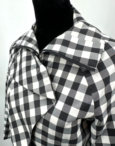 600 West Womens Collared Zip Front Softshell Jacket Size Small Black White Check - Picture 4 of 12