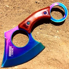 Defender-Xtreme 6.5"" Rainbow Hunting Mini Axe 3CR13 Stainless Steel Wood Handle