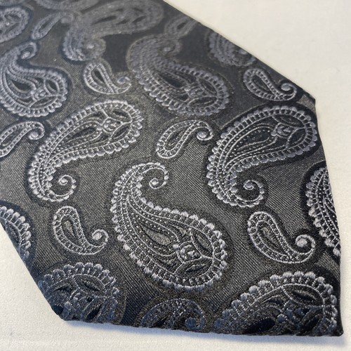 Donald J Trump Signature Collection 100% Silk Black Jacquard Paisley Mens Tie - Picture 2 of 7