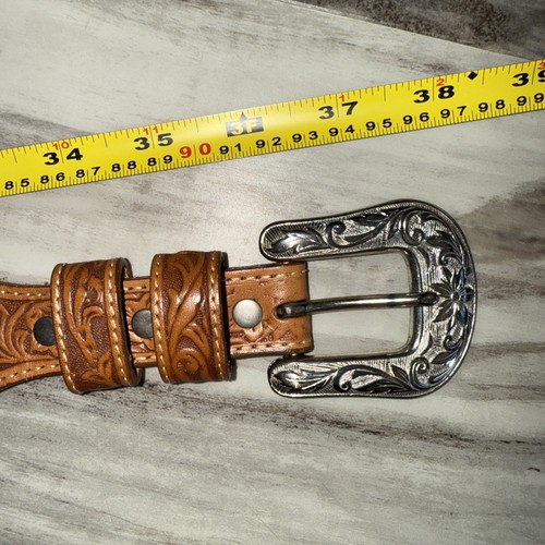 Vintage Adler Lederarbeiten handgefertigter Gürtel Blumen Cowboy silberne Schnalle 32 - Bild 13 von 15