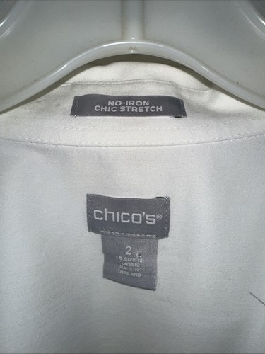 Chico’s Size 2 Stretch White Button Up - Picture 2 of 6