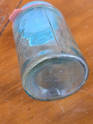 Mason’s Patent 30. November 1858 Pint Glas blau/türkis mit Blasen & Nähten 120+ Jahre alt - Bild 6 von 17